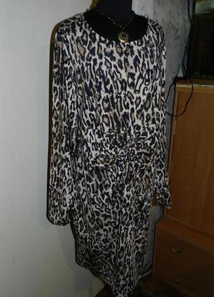 Трикотажное-масло,стрейч,леопардовое платье большого размера,б...