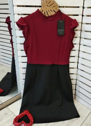Платье красивое черно-бордовое элегантное "xtsy" италия