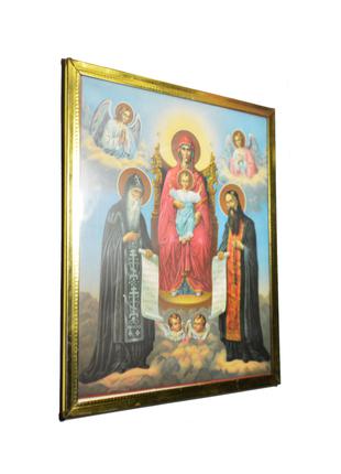 Икона Дева Мария, Иисус Христос, Антоний, Федосий и ангелы