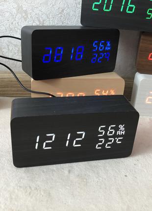 Часы в деревянном корпусе с датчиком влажность в помещении VST862
