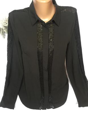 Чёрная рубашка , блуза с кружевом