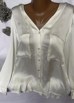 Воздушная белая рубашка , блуза  в горошек