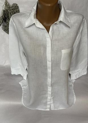 Стильная белая рубашка 100% лен