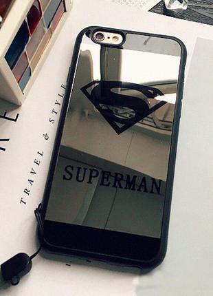 Силиконовый чехол lack mobile case superman iphone 6 plus mirr...