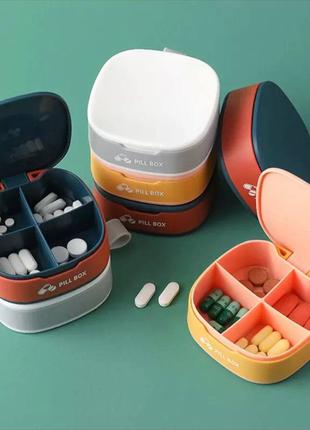 Карманная таблетница-органайзер для таблеток на 4 ячейки