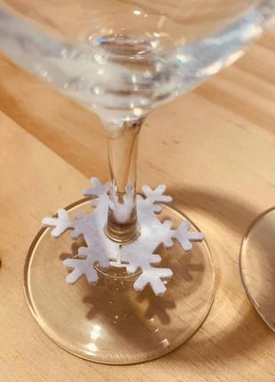 Украшение бокалов на новый год "Снежинки" - в наборе 6шт.