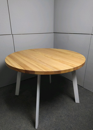 Обідній розкладний круглий стіл в розмірі 100+40 см