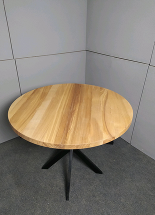 Круглый стол в стиле лофт 100 см из массива ясеня