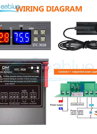 Регулятор температуры и влажности STC-3028 на 220Вольт и 12 вольт
