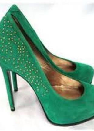 Туфлі замш зелені