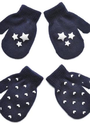 Варежки для девочки перчатки синие сині рукавицы для дівчинки ...