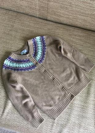 Тёплий свитер для девочки 6-7 л кардиган кофта