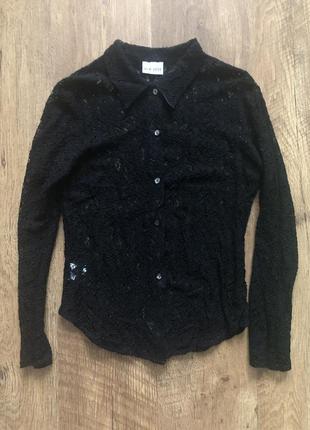 Рубашка блуза гипюр чёрная new look 40 (12)