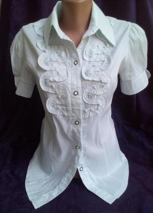 Блузка (рубашка) s-m (или 42-44), шелк, белая