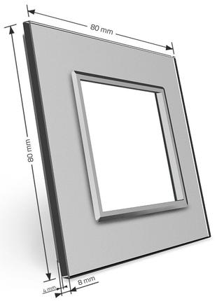 Рамка розетки 1 место серый стекло Livolo (C7-SR-15)