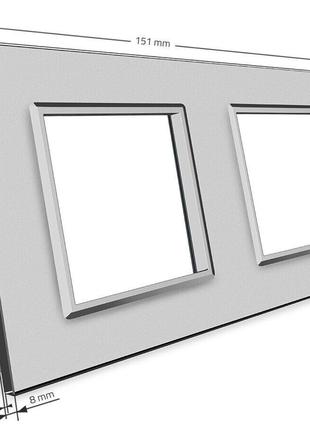 Рамка розетки 2 места серый стекло Livolo C7-SR/SR-15