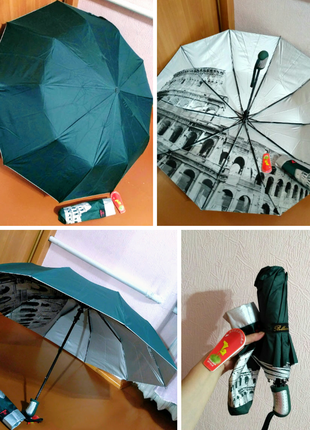 Зонт зонтик полуавтомат внутри рисунок на серебре, антиветер