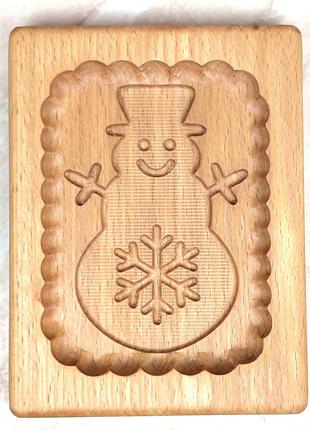 Пряничная доска Узор №13 Снеговичок деревянная размер 13*10*2 см