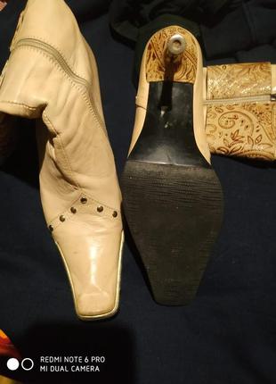Сапожки туфли кожаные бежевые 37 женские