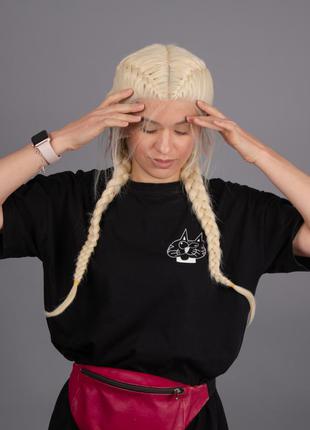 Парик блонд женский длинный с косичками на сетке из термоволос