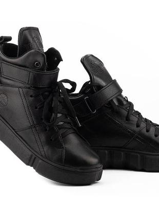 Женские ботинки кожаные зимние черные road-style бс105-01к
