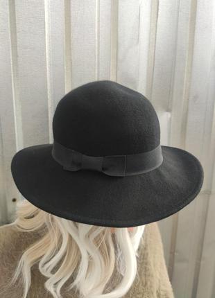 Шляпа шляпка фетровая войлок  черная  100% шерсть 🐑  осень 🍂 🌱...