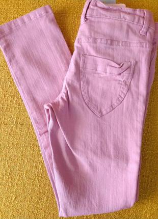 Стрейчеві рожеві джинсові штани для дівчинки, р. 140