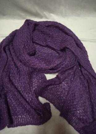 Ажурний фіолетовий шарф, 220х46см