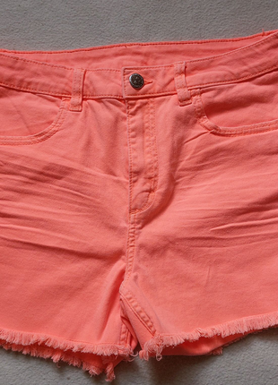Джинсові шорти шортики помаранчеві неонові H&M розмір XS