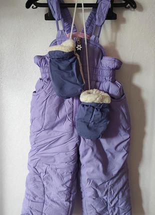 Зимовий комплект: комбінезон+рукавиці на дівчинку 1-1.5 р.