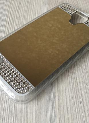 Зеркальный золотой силиконовый чехол с стразами для Samsung S4...