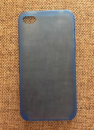 Защитный голубой чехол-накладка iphone 4/4s