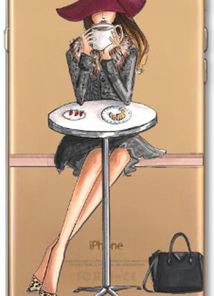 Прозрачный силиконовый чехол девушка ужинает для iphone 6/6S