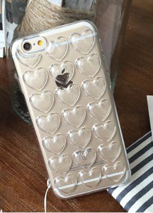 Силиконовый прозрачный чехол Сердца для iPhone 6/6S