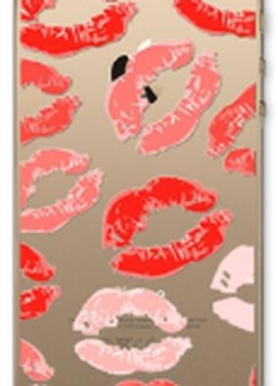Силиконовый прозрачный чехол с поцелуями для iphone 5/5S