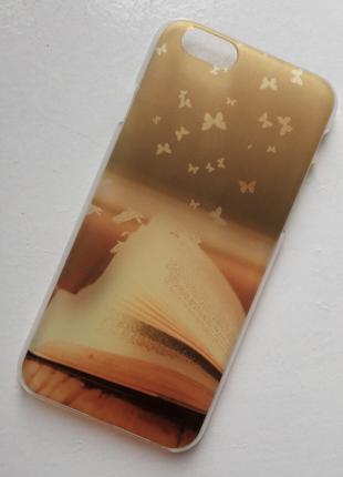Прозрачный пластиковый чехол "книга с бабочками" iphone 6/6S в 3D