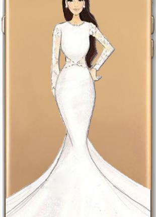 Прозрачный силиконовый чехол девушка в платье для iphone 6/6S