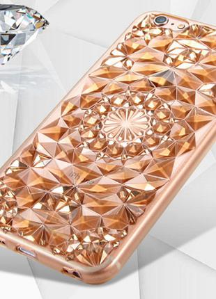 Cиликоновый золотой чехол для iphone 6 6S с эффектом кристалла