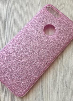 Блестящий мягкий розовый силиконовый чехол для iPhone 7+/8+