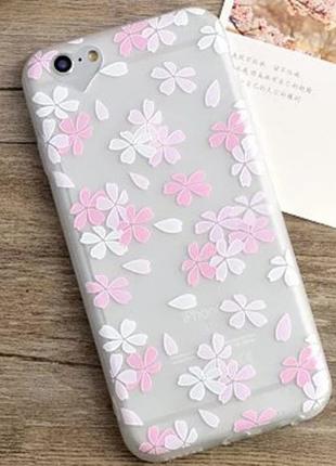 Силиконовый чехол с цветочками для iphone 6/6S