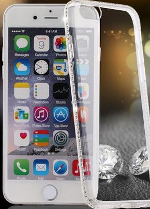 Силиконовый прозрачный чехол с камнями Сваровски для Iphone 6+...