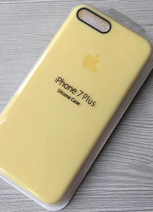 Ультратонкий Силиконовый желтый чехол для iphone 7+/8+ в упаковке