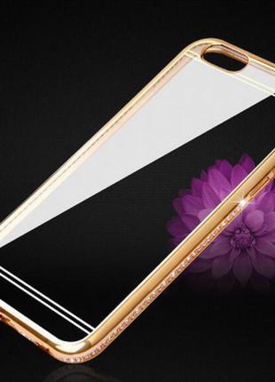 Двойной золотой+прозрачный силиконовый чехол iphone 6/6s золот...