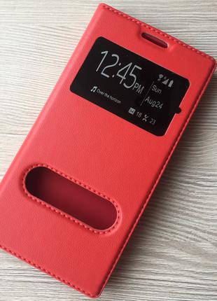 Красная книжечка для Samsung Galaxy A3 A310 с окошками+магнит