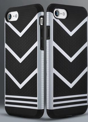 Противоударный чехол Vertu для iPhone 7+/8+ черный с серебром