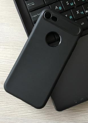 Черный матовый тонкий силиконовый чехол iphone 7/8 + упаковка