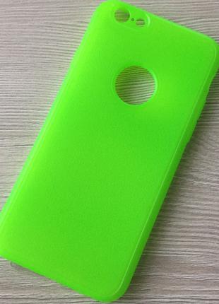 Салатовый матовый силиконовый чехол iphone 6/6S в упаковке