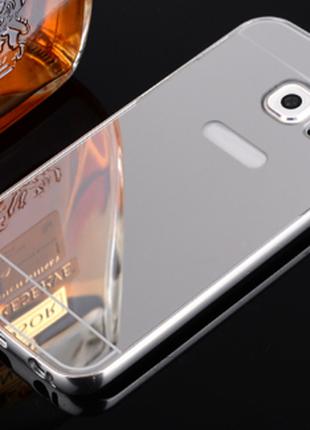 Чехол для Samsung S6 серебряный зеркальный акрил