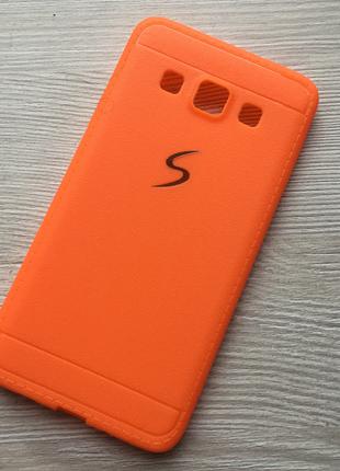 Cиликоновый оранжевый чехол для Samsung A3 A300 матовый