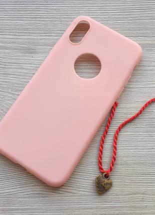 Силиконовый персиковый чехол для Iphone X/XS+подарок